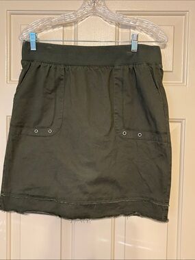 Olive Green Mini Skirt with Utility Pockets